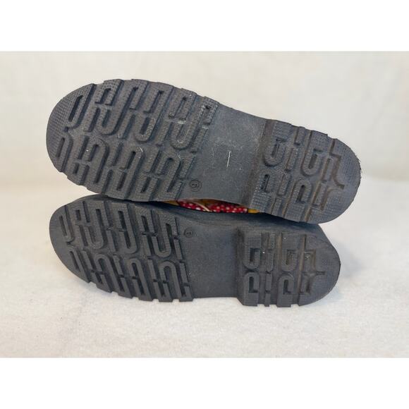 Yoki Yellow Red Mushroom Boots Vegan Leather Lug Sole Combat Size 6 - Picture 8 of 9